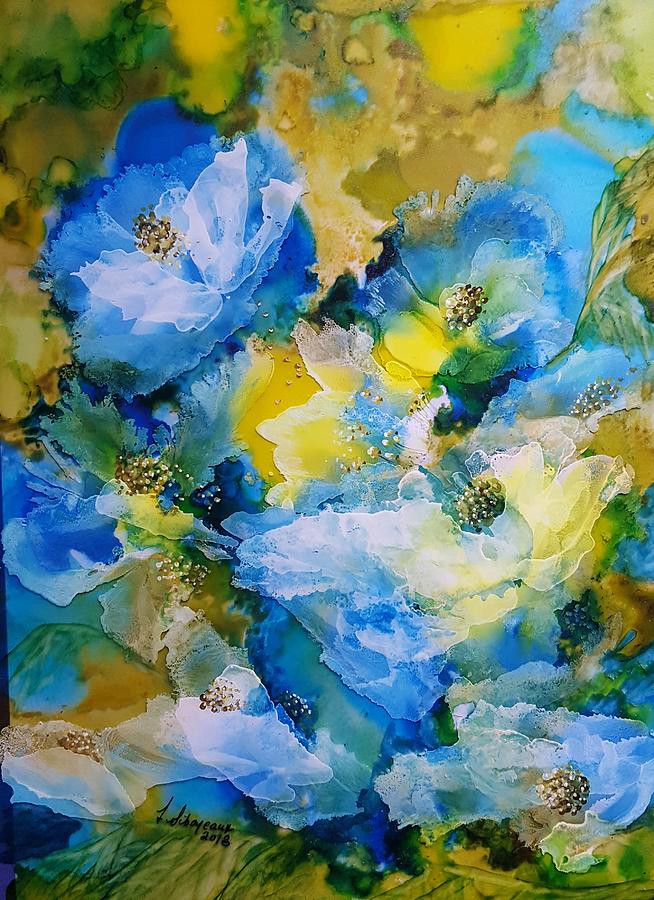 Blue Painting - Blue and Yellow by Lucy Giboyeaux Blue Painting - Blue and Yellow by Lucy Giboyeaux