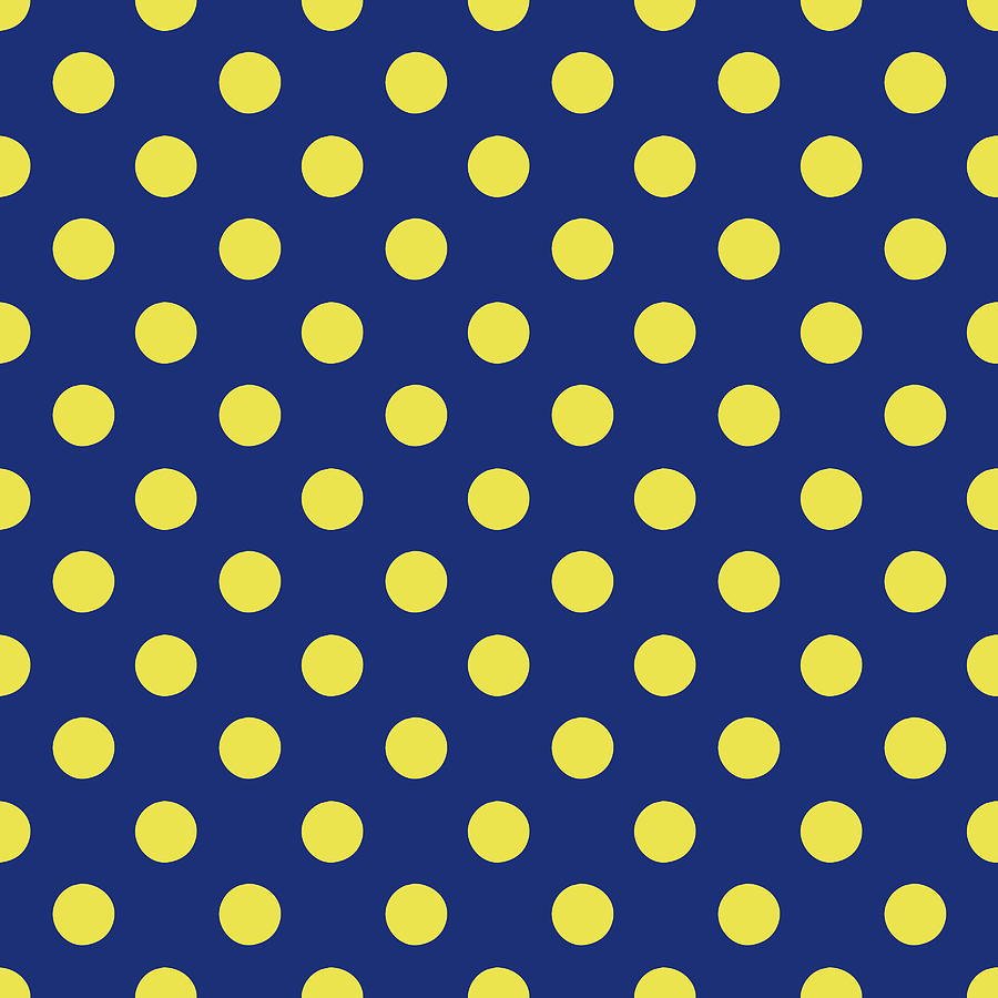Pattern Mixed Media - Blue and Yellow Polka Dots- Art by Linda Woods by Linda Woods