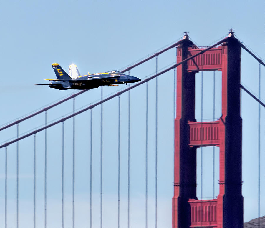 Golden Gate Bridge Photograph - Blue Angel Golden Gate Fly By by Her Arts Desire