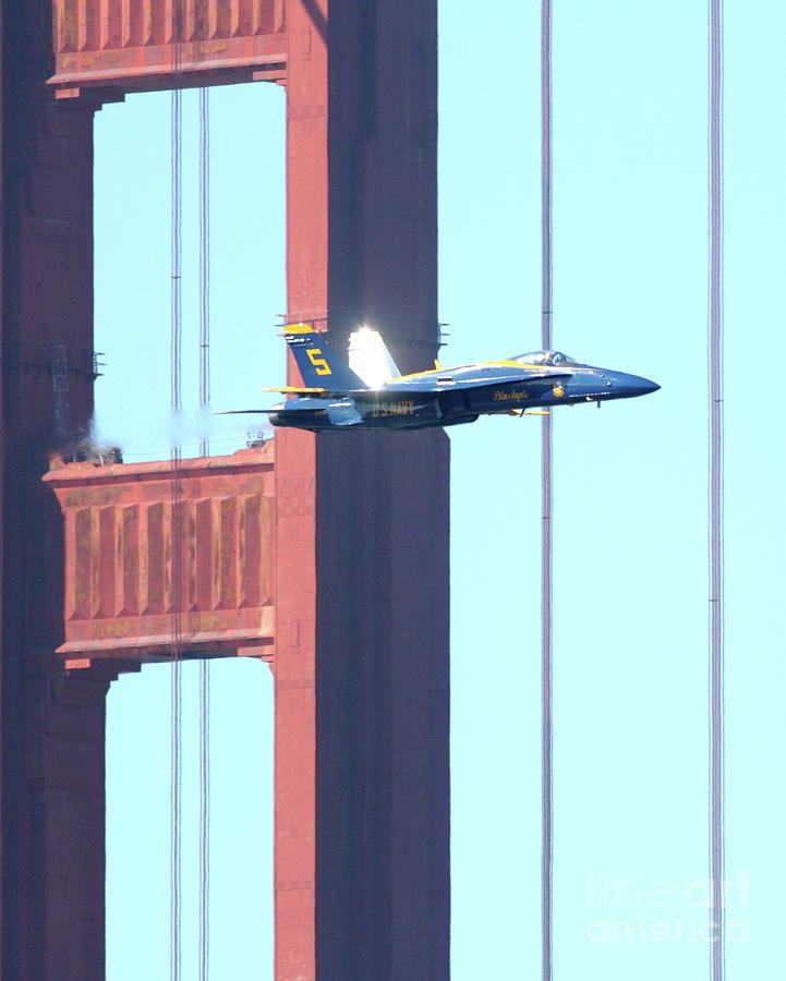 San Francisco Photograph - Blue Angels Crossing the Golden Gate Bridge 7 by Wingsdomain Art and Photography