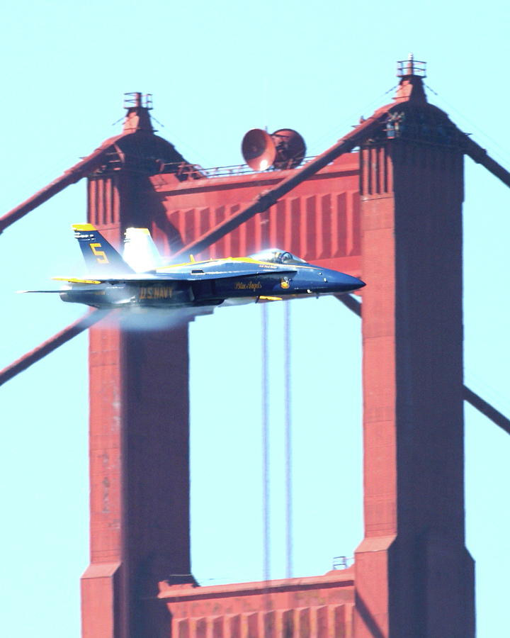 San Francisco Photograph - Blue Angels Crossing the Golden Gate Bridge 9 by Wingsdomain Art and Photography