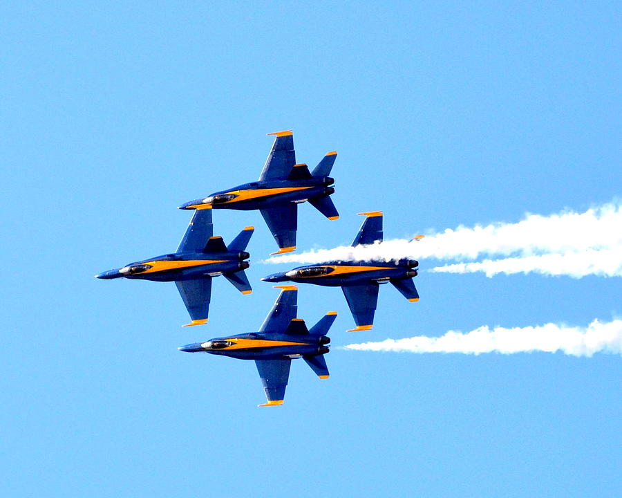 Blue Angels in formation Photograph by Katy Hawk