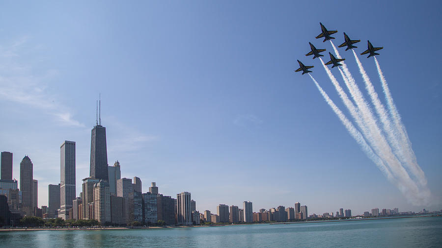 Blue Angels over Chicago Photograph by Lev Kaytsner