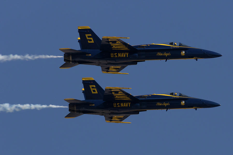 Jet Photograph - Blue Angels Solos in Formation by John Daly