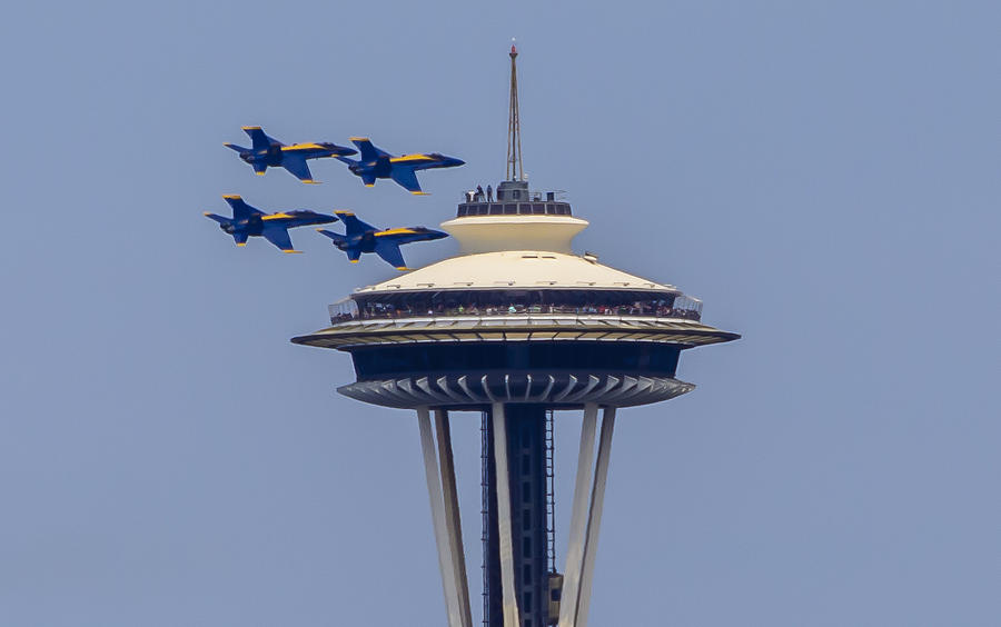 Blue Angels Space Needle Photograph by Monica Zaborac - Fine Art America