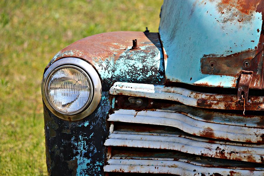 Blue Antique Chevy Grill- Fine Art Photograph by KayeCee Spain