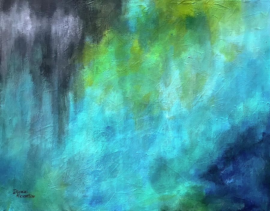 Abstract Painting - Blue Atmosphere  by Isaac Alcantar