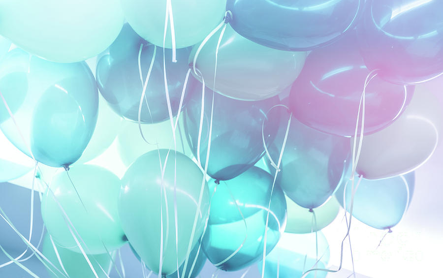 Blue balloons background Photograph by Anna Om