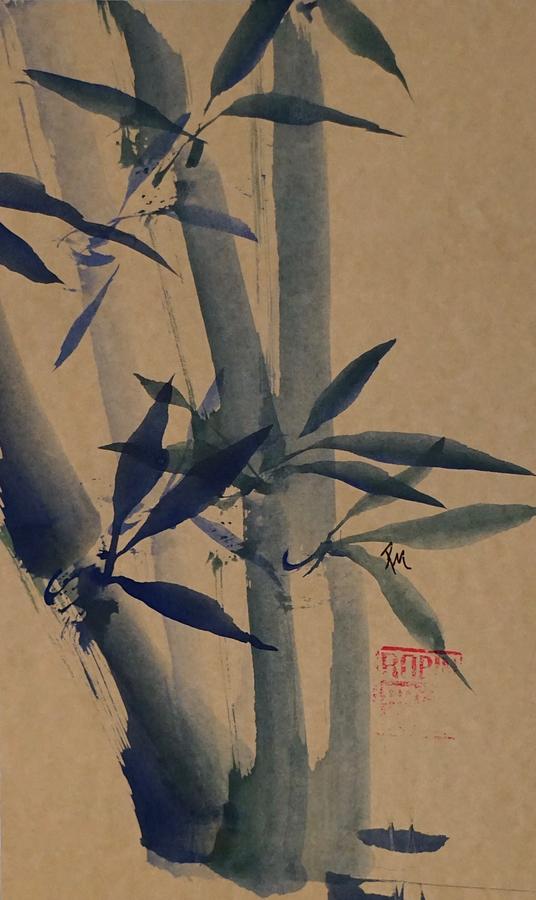 Blue Bamboo Painting by Robin Miller-Bookhout
