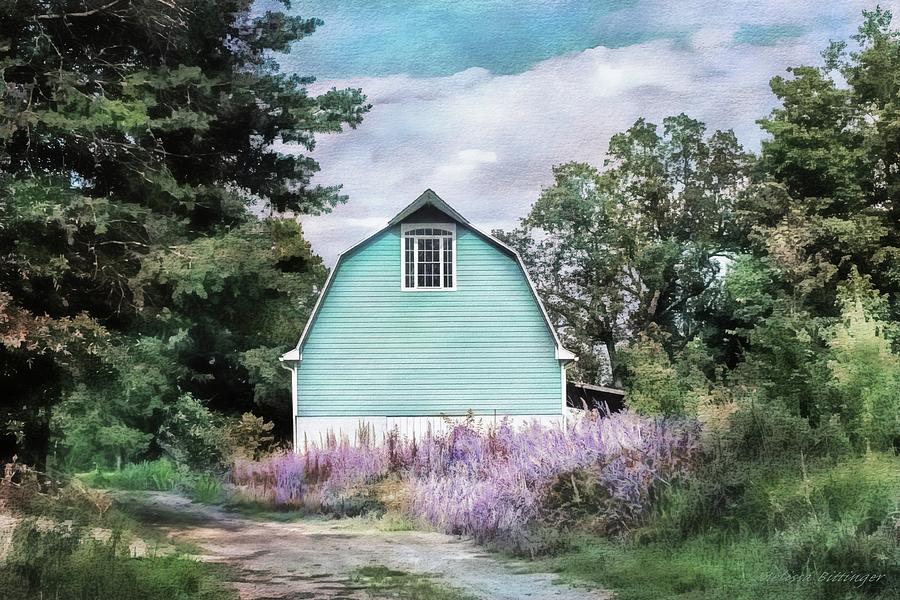 Blue Barn Dreamy Picturesque Landscape Rural Countryside Photograph by Melissa Bittinger