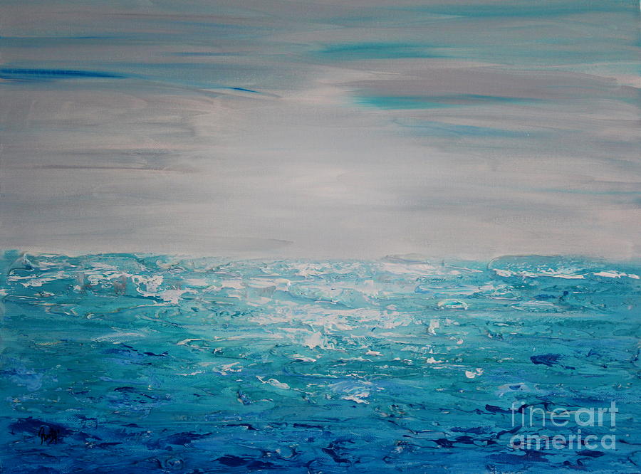 Blue Beach Painting by Preethi Mathialagan
