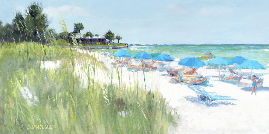 Blue Beach Umbrellas, Crescent Beach, Siesta Key - wide by Shawn McLoughlin Blue Beach Umbrellas, Crescent Beach, Siesta Key - wide by Shawn McLoughlin