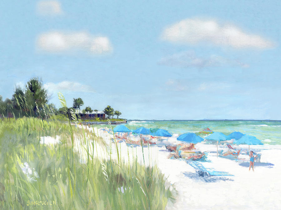 Blue Beach Umbrellas, Point of Rocks, Crescent Beach, Siesta Key by Shawn McLoughlin Blue Beach Umbrellas, Point of Rocks, Crescent Beach, Siesta Key by Shawn McLoughlin