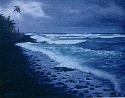 Seascape Painting - Blue Beach by William Ravell