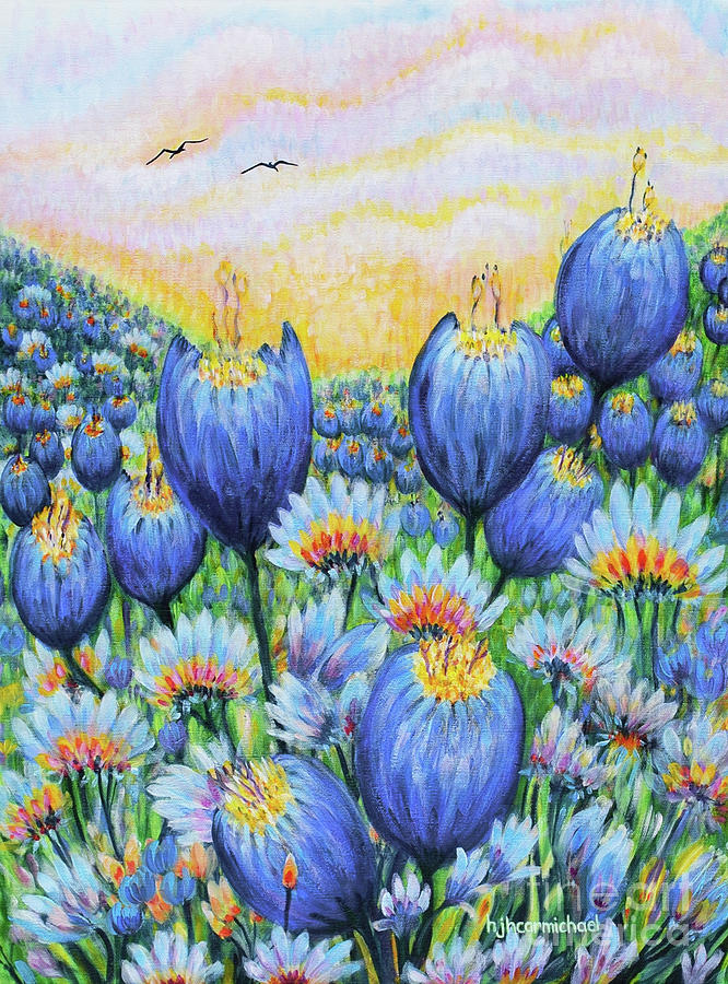 Blue Belles Painting by Holly Carmichael