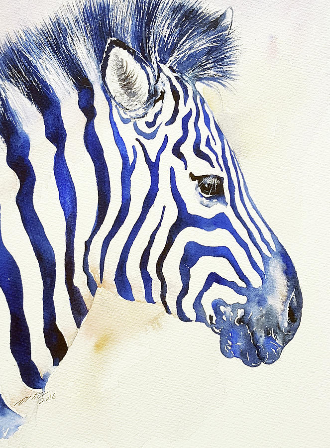 Blue Ben Zebra Painting by Arti Chauhan
