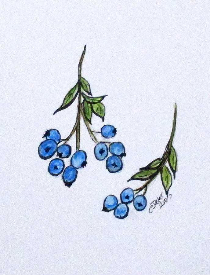 Blue Berries Painting by Clyde J Kell