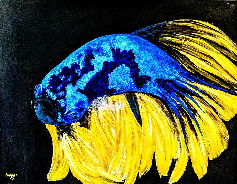 Blue Beta Fish Painting