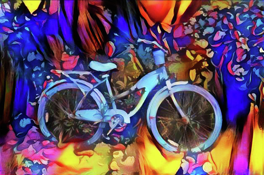 Bicycle Painting - Blue Bike by Bill Cannon