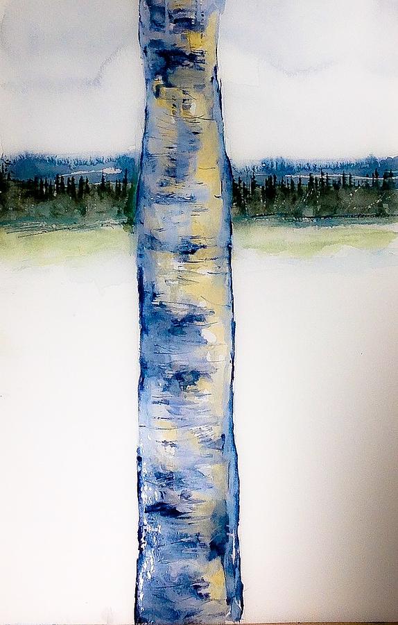 Blue Birch Winter Painting by Desmond Raymond