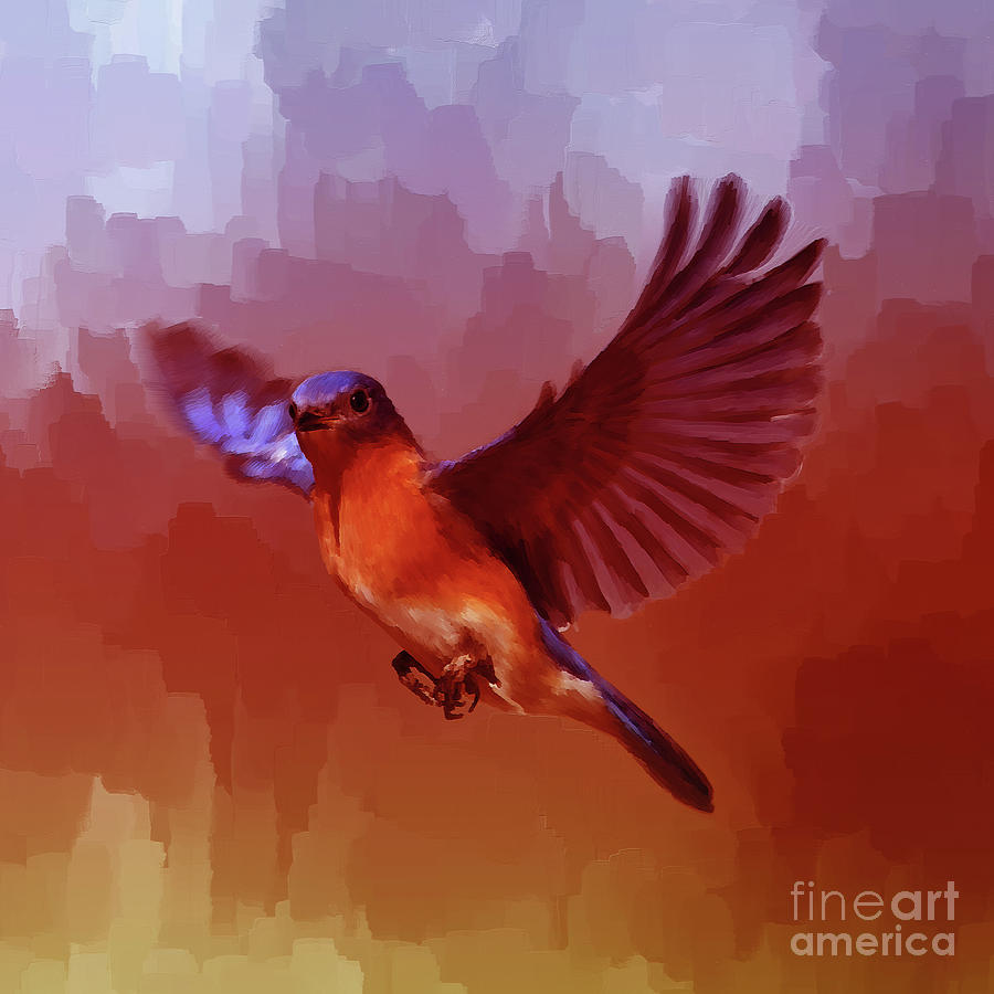 Blue Bird Flying  Painting by Gull G