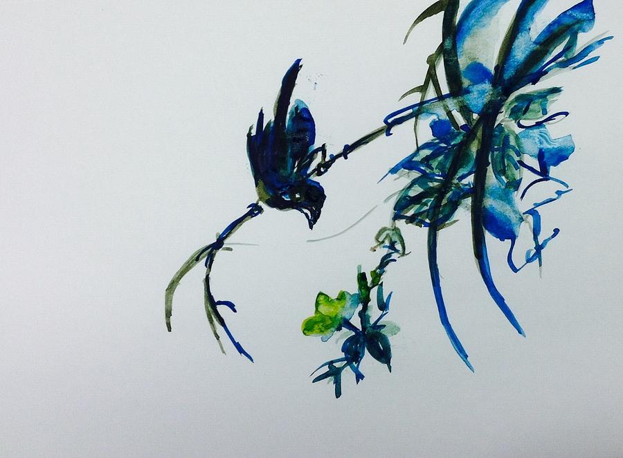 Blue bird Painting by Hae Kim