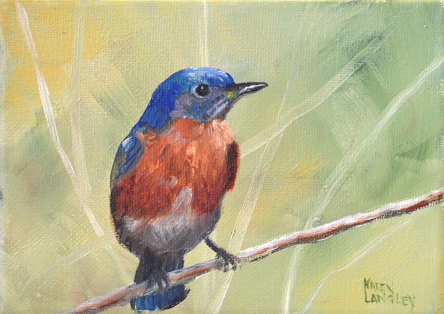 Blue bird Painting by Karen Langley - Pixels