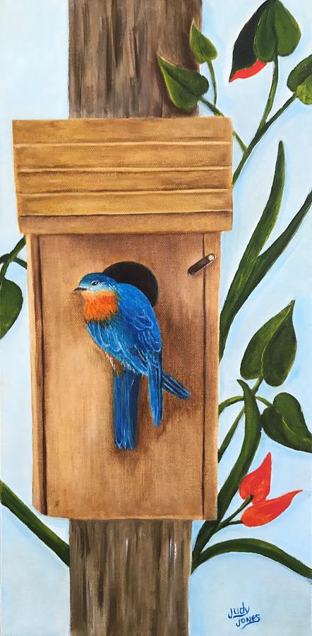 Bluebird Painting - Blue Bird Of Happiness by Judy Jones