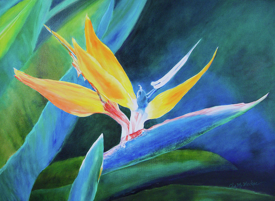 Blue Bird-of-Paradise Painting by Cher McMacken - Fine Art America