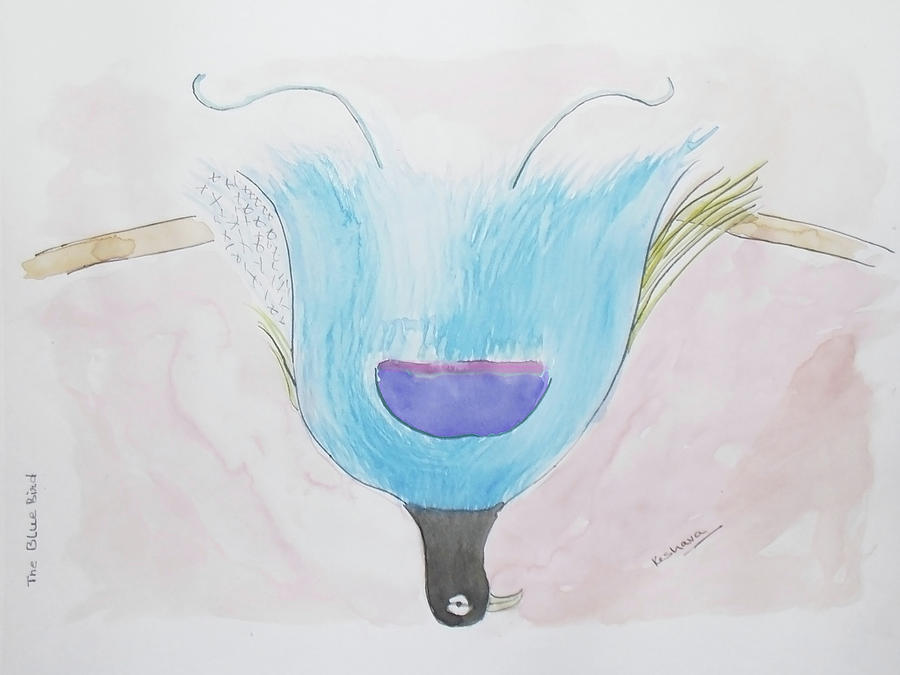 Blue Bird of paradise Painting by Keshava Shukla