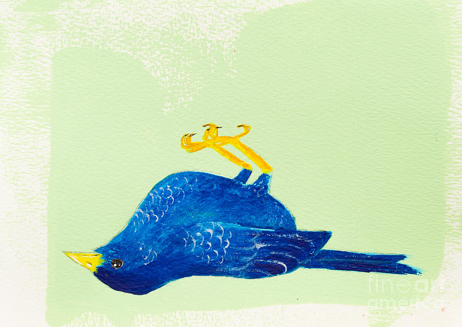 Blue bird Painting by Stefanie Forck
