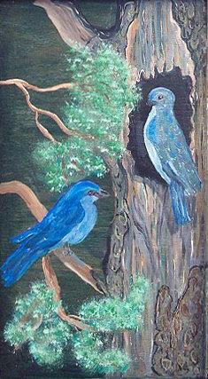 Nature Painting - Blue Birds by Mikki Alhart Nature Painting - Blue Birds by Mikki Alhart