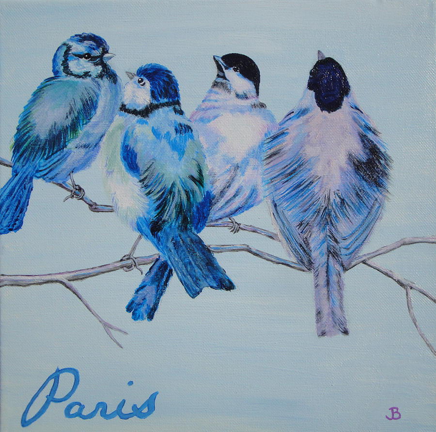 Blue Birds Of Paris Painting By Jeannette Brown - Fine Art America