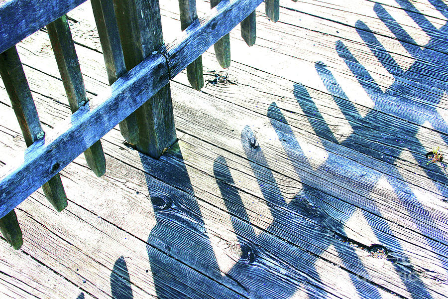 Blue Boardwalk Shadows and Glitter Photograph by Karen Adams