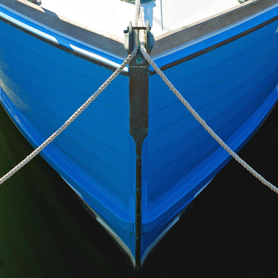 Boat Photograph - Vintage Old Blue Wooden Boat Bow by Charles Harden