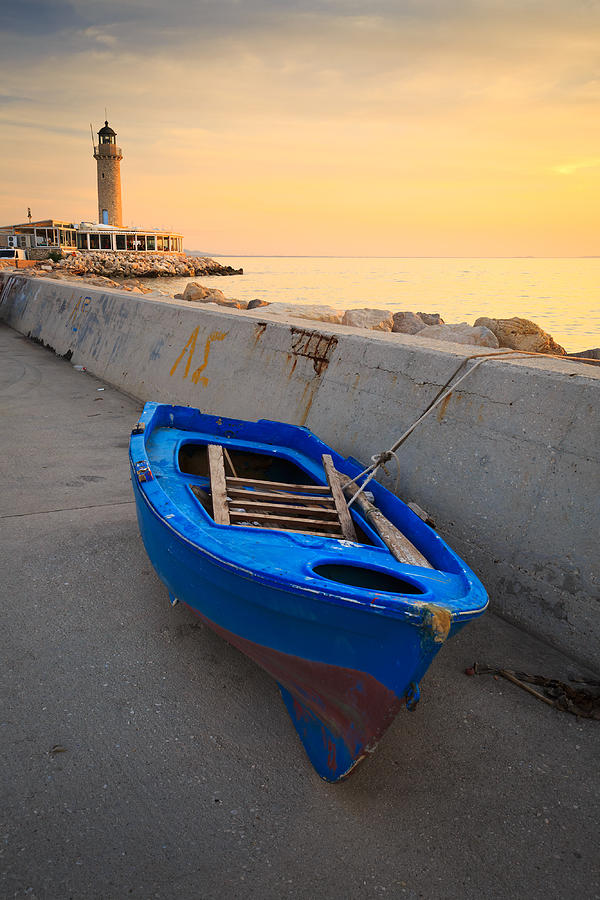 Greek Photograph - Blue Boat by Milan Gonda