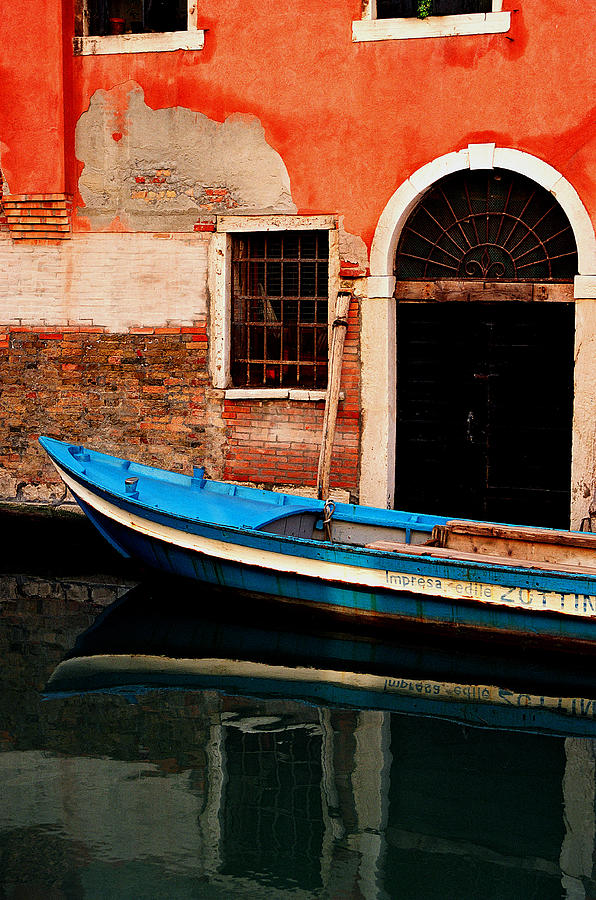 Blue Boat Venice Italy Photograph by Xavier Cardell
