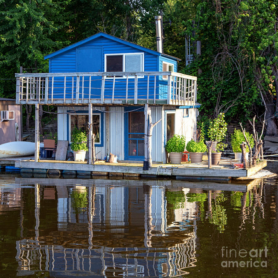 Blue Boathouse Latsch Island Winona Photograph by Kari Yearous