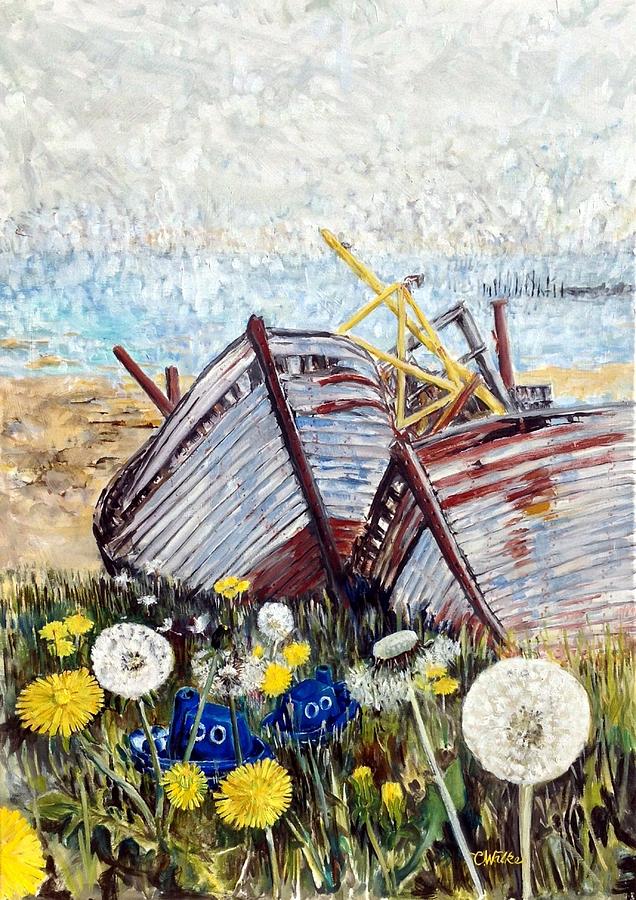 Blue Boats Painting by Chris Walker