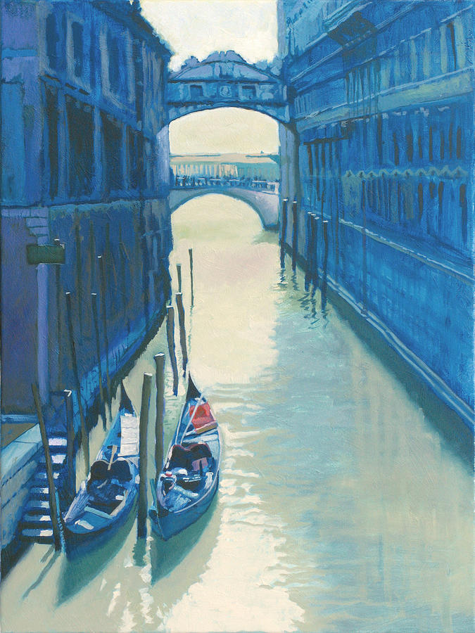 Blue Boats Painting by Robert Bissett