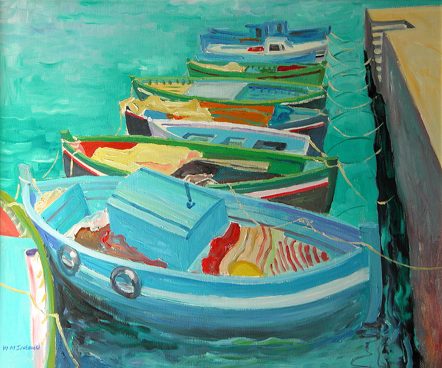 Boat Painting - Blue Boats by William Ireland