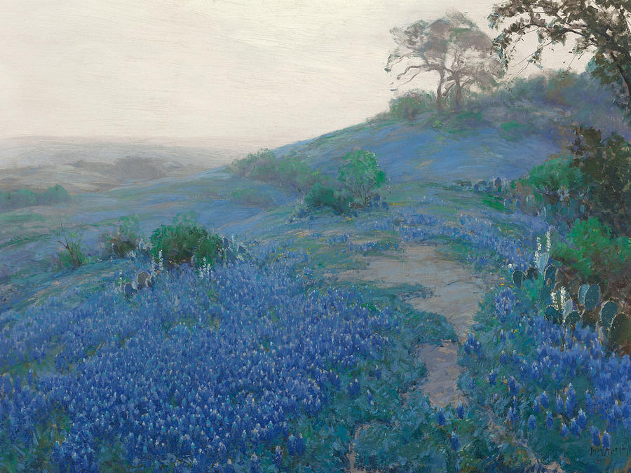 Blue Bonnet Field. Early Morning. San Antonio Texas Painting by Julian Onderdonk