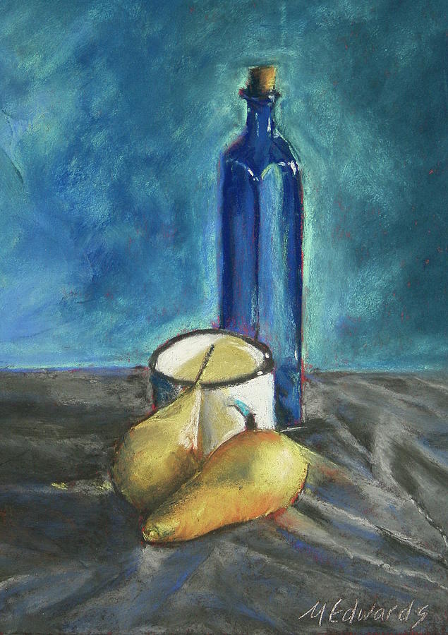 Blue Bottle and Pears Painting by Marna Edwards Flavell
