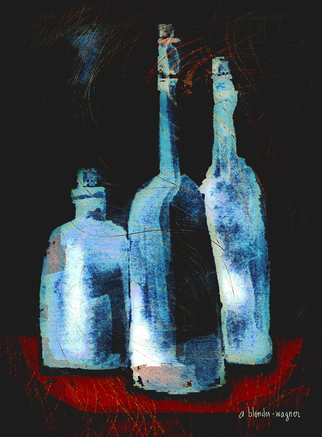 Blue Bottles Digital Art by Arline Wagner
