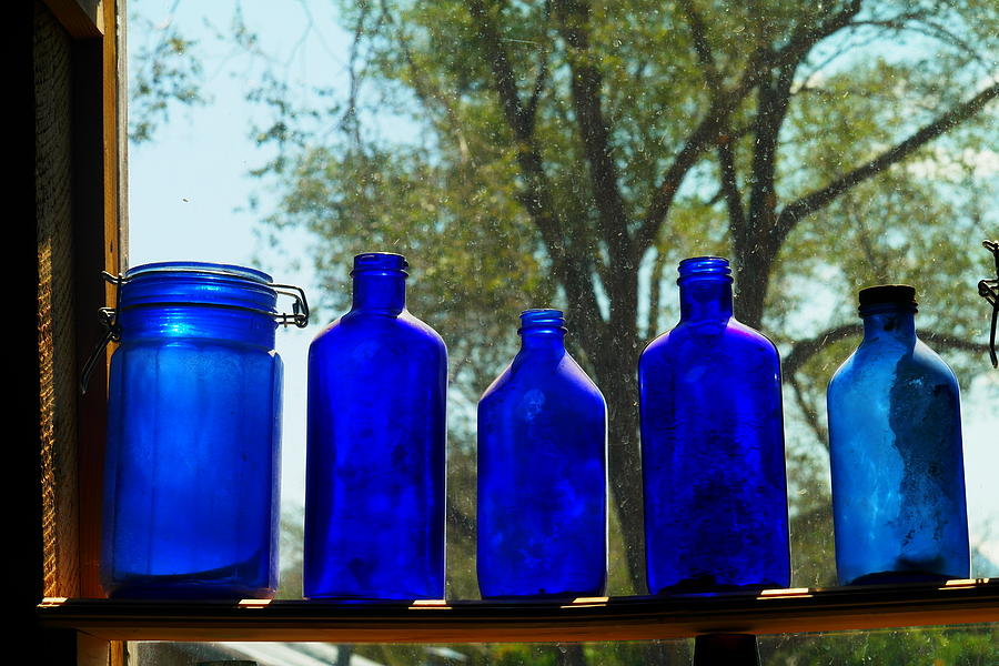 Blue Bottles Photograph