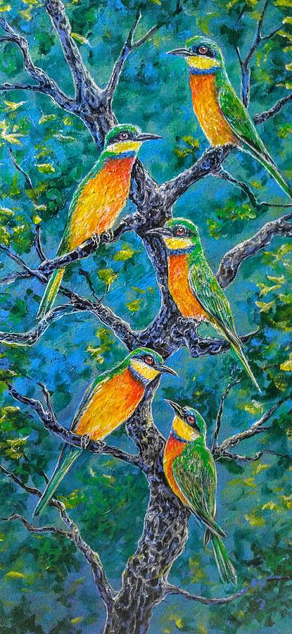 Blue Breasted Bee Eater Painting by Gail Butler