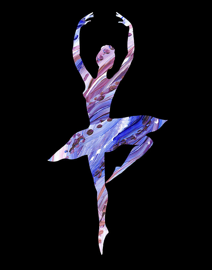 Blue Breeze Dance Ballerina Silhouette Painting by Irina Sztukowski