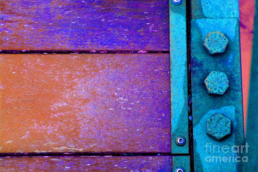 Abstract Photograph - Blue Bridge Bolts by Karen Adams