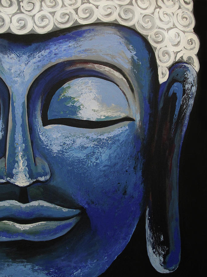 Abstract Painting - Blue Buddha by Allison Liffman