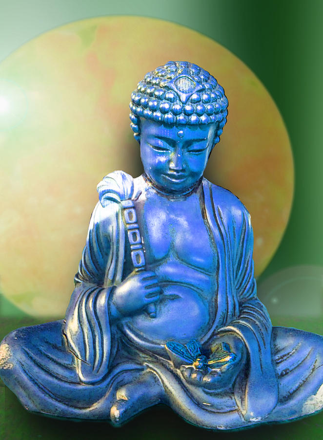 Buddha Photograph - Blue Buddha Figurine by Ginny Schmidt
